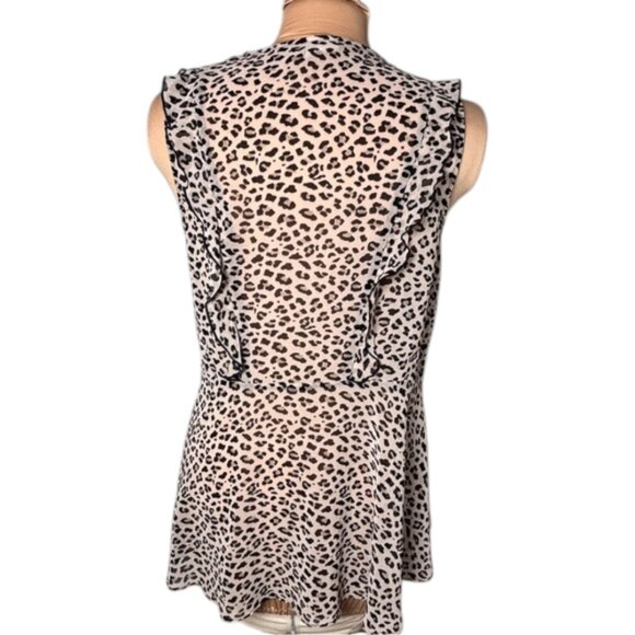 CAbi Sheer Leopard Print Deep V-neck Tank Size Small - Picture 4 of 6